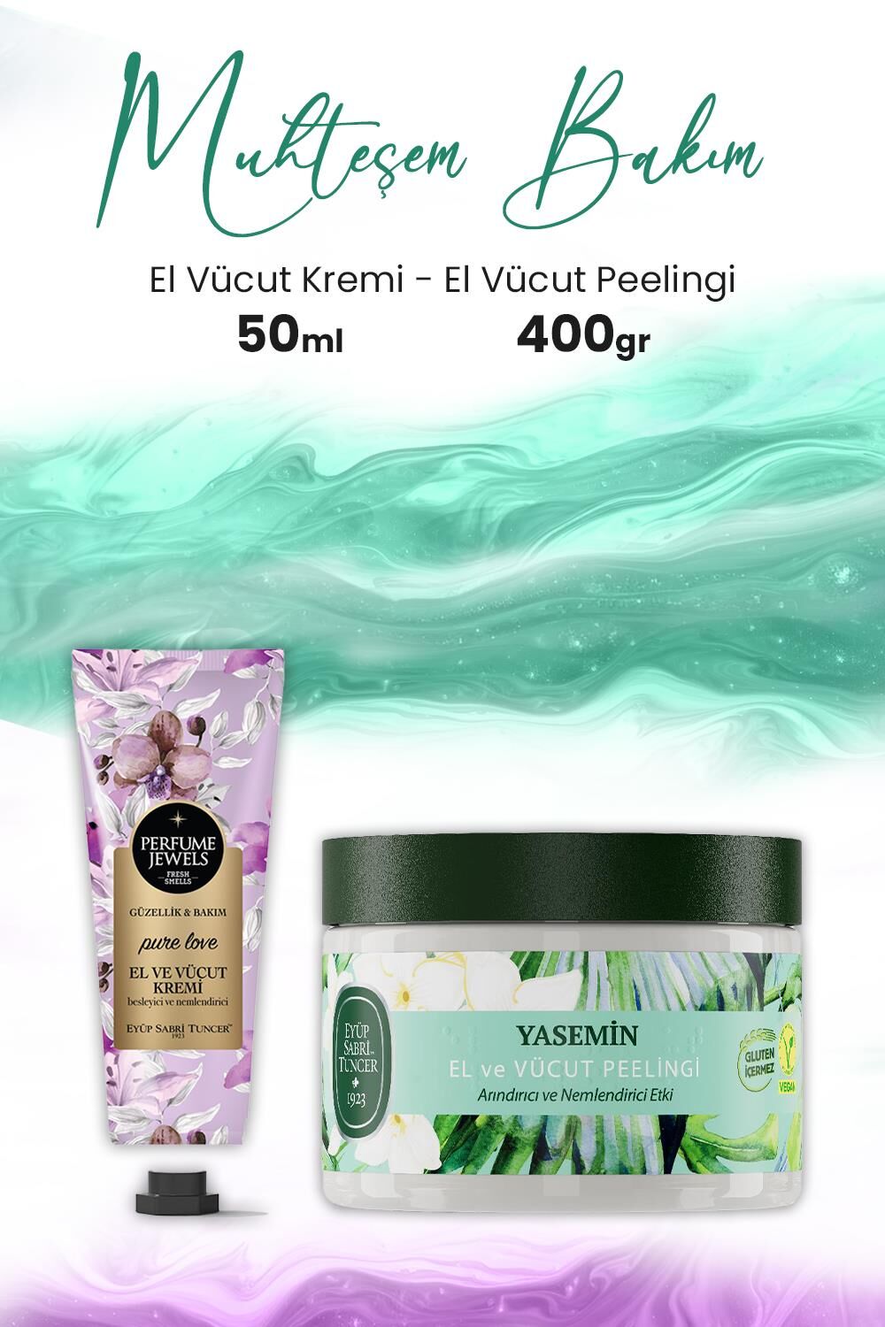 Eyüp Sabri Tuncer El Vücut Peelingi Yasemin 400 gr ve Pure Love El Vücut Kremi 50 ml Tüp