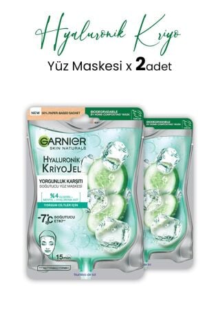 Garnier Soğutucu Yüz Maskesi Hyaluronik Kriyo Jel 27 gr x 2 Adet