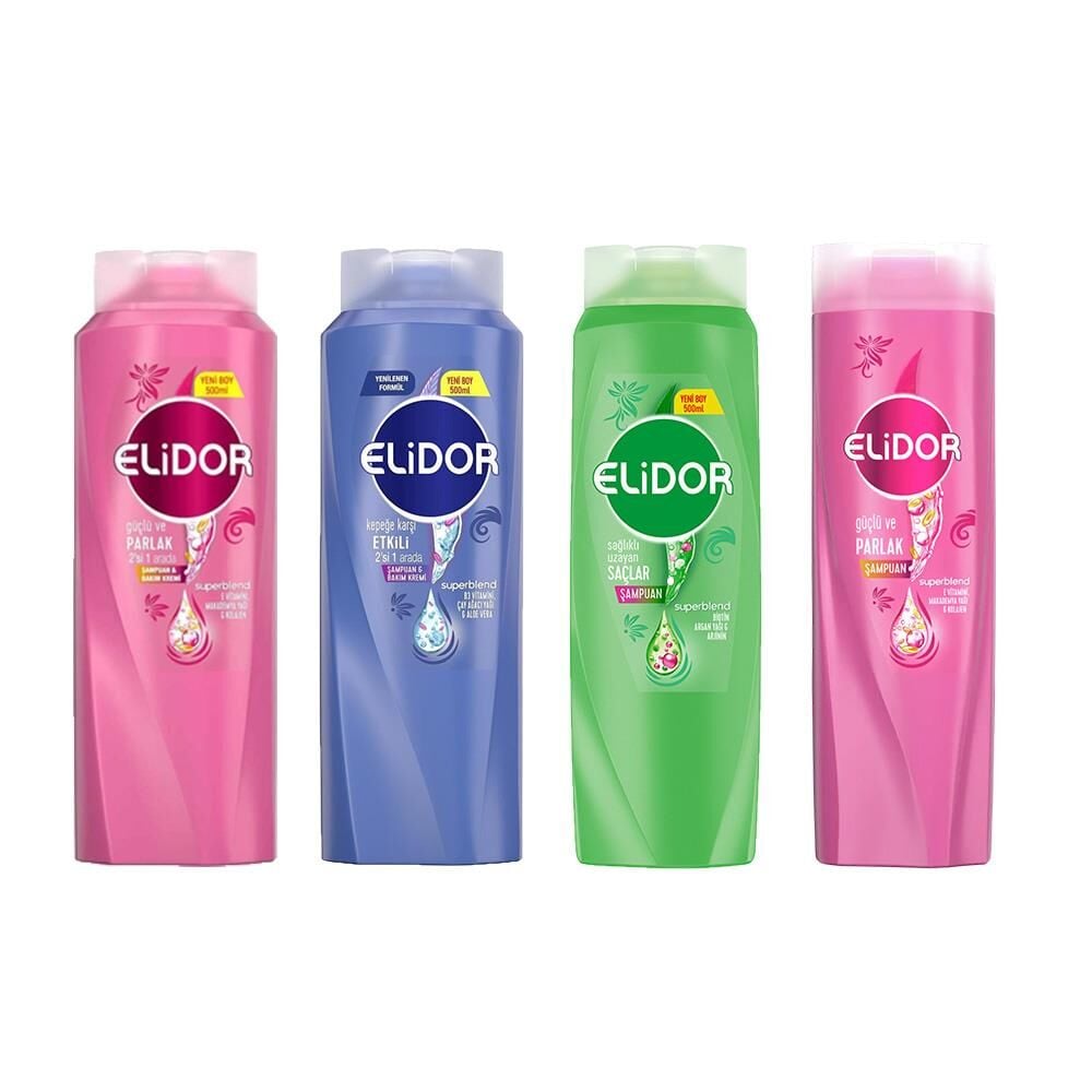 Elidor Superblend Şampuan ve Saç Kremi Güçlü Parlak, Kepeğe Karşı Etkili ve Şampuan Uzayan Saçlar Biotin, Güçlü Parlak