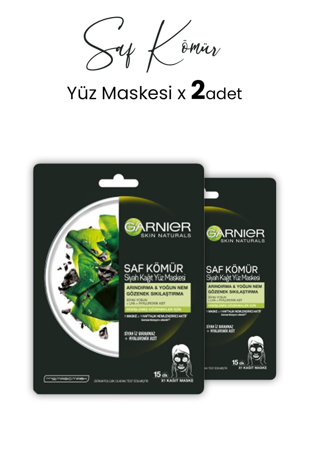 Garnier Kağıt Yüz Maskesi Siyah Saf Kömür 28 gr x 2 Adet
