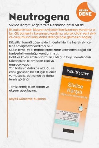 Neutrogena Sivilce Karşıtı Yağsız Yüz Nemlendiricisi 50 ml
