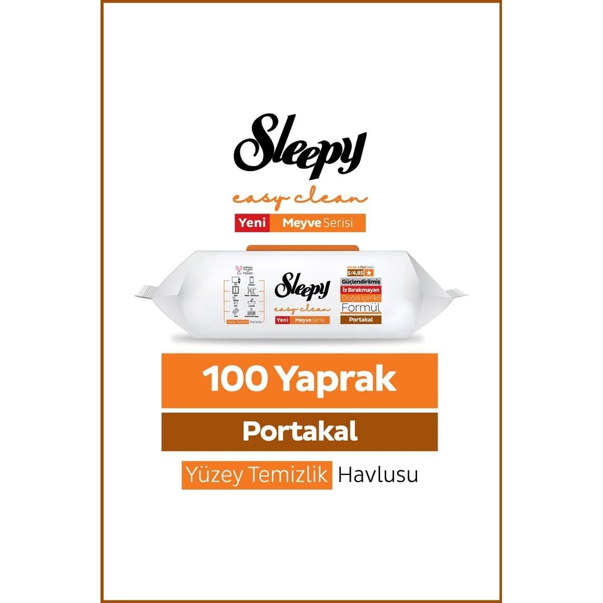 Sleepy Portakal Yüzey Temizlik Havlusu Meyve Serisi 100 yaprak