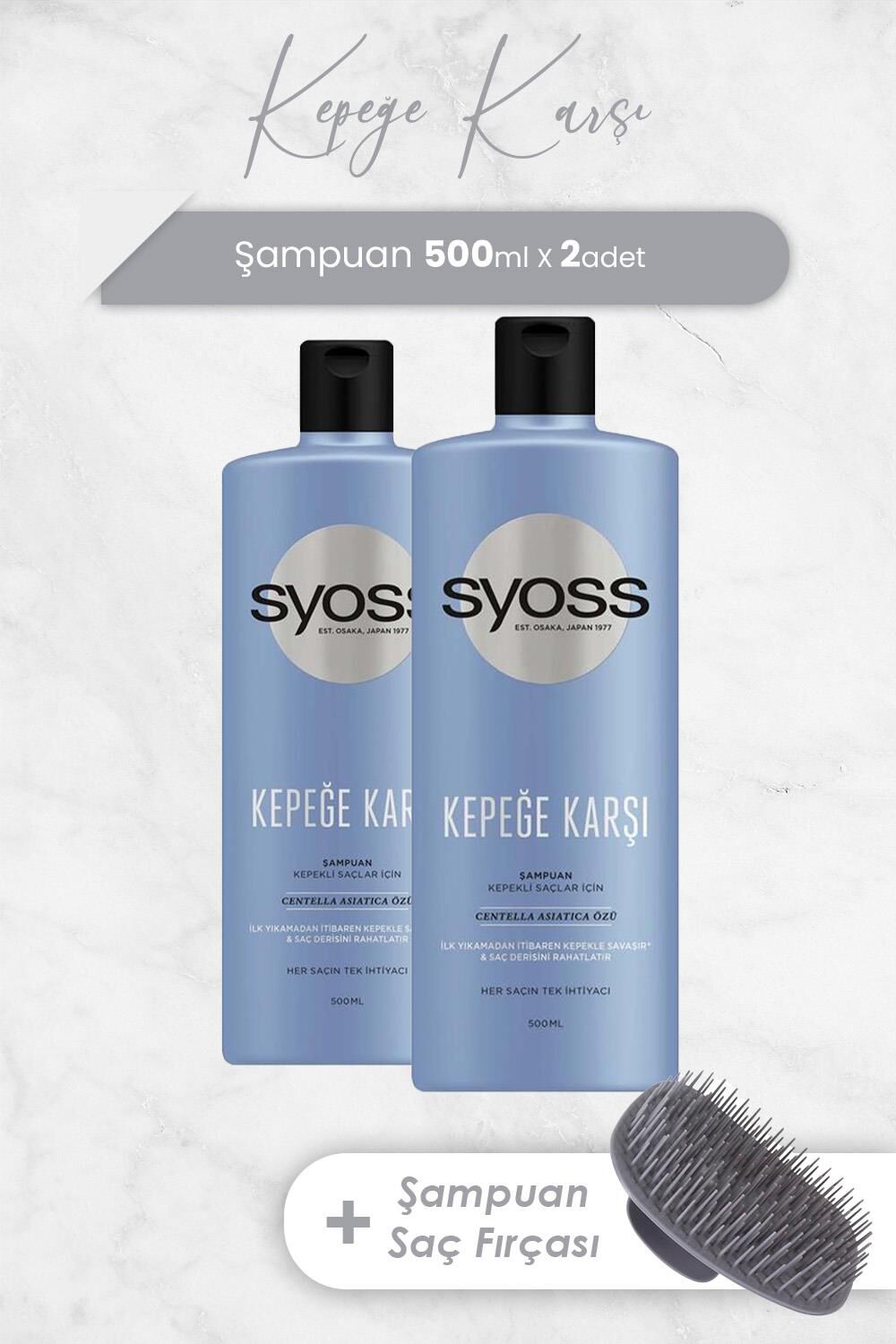 Syoss Kepeğe Karşı Şampuan 500 ml x 2 Adet ve Şampuan Fırçası