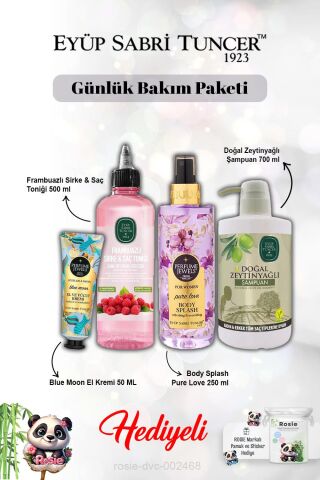 Krem Blue Moon, Pure Love Vücut Spreyi,Frambuaz Tonik, Zeytinyağlı Şampuan ve Rosie