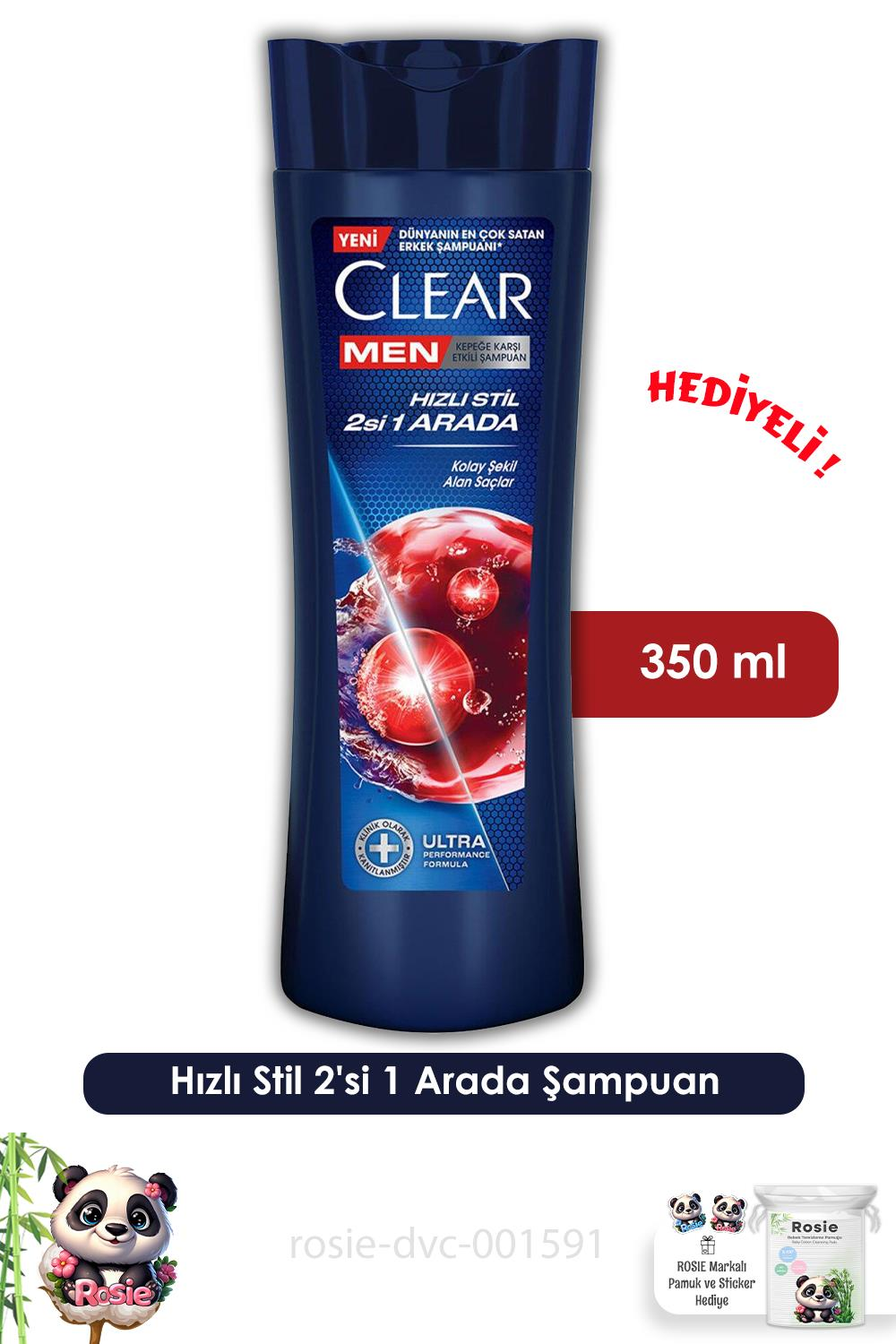 Clear Men Hızlı Stil 2'si 1 Arada Şampuan 350 ml  ve ROSIE