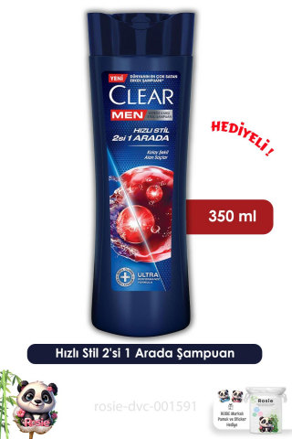 Clear Men Hızlı Stil 2'si 1 Arada Şampuan 350 ml  ve ROSIE