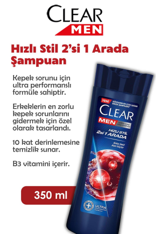 Clear Men Hızlı Stil 2'si 1 Arada Şampuan 350 ml  ve ROSIE