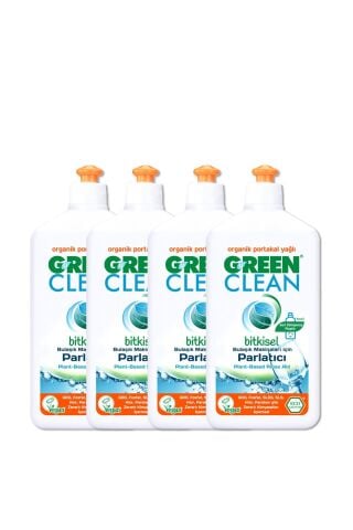 Green Clean Organik Portakal Yağlı Bitkisel Bulaşık Makinesi Parlatıcı 500 Ml 4'lü