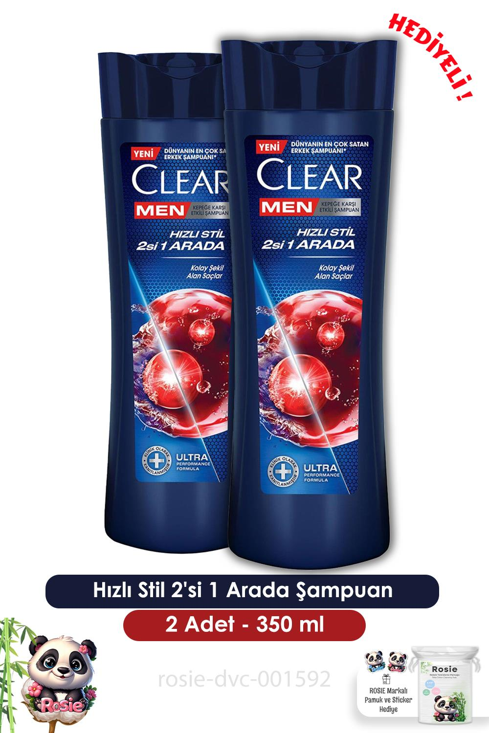 Clear Men 2'li Hızlı Stil 2'si 1 Arada Şampuan 350 ml  ve ROSIE
