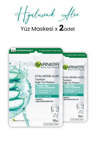 Garnier Kağıt Yüz Maskesi Tazeleyici Hyaluronik Aloe 28 gr x 2 Adet