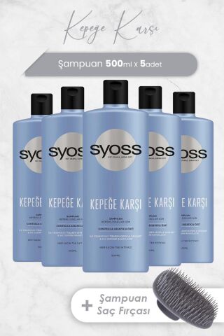 Syoss Kepeğe Karşı Şampuan 500 ml x 5 Adet ve Şampuan Fırçası