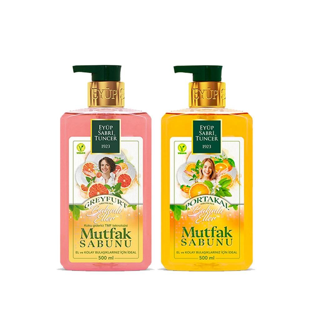 Eyüp Sabri Tuncer Mutfak Sabunu Seti Portakal Aromalı, Greyfurt Aromalı 500 ml + Magic Sünger