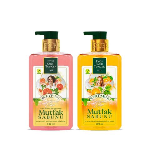 Eyüp Sabri Tuncer Mutfak Sabunu Seti Portakal Aromalı, Greyfurt Aromalı 500 ml + Magic Sünger