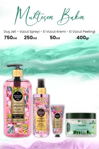 Eyüp Sabri Tuncer Peeling Yasemin 400 gr, Silky Touch Tüp 50 ml, Body Splash 250 ml ve Duş Jeli 750 ml