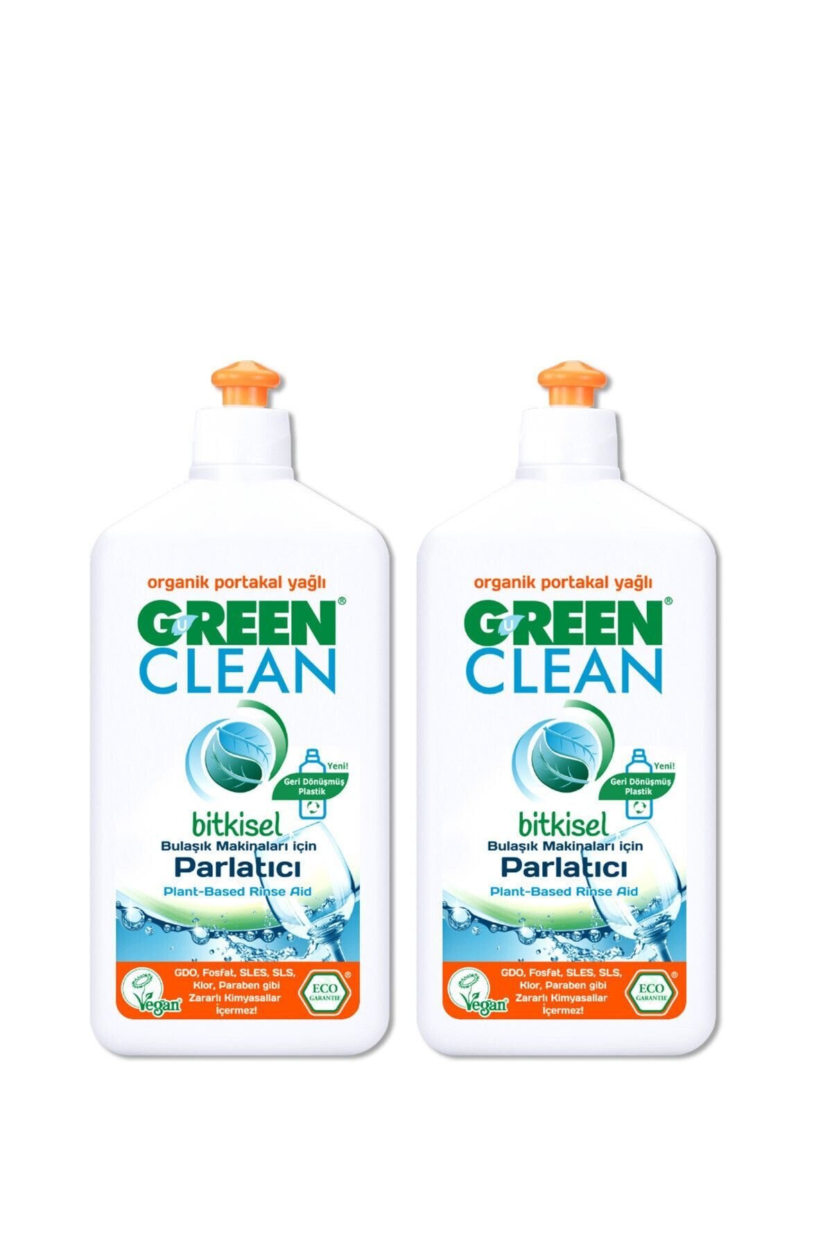 Green Clean Organik Portakal Yağlı Bitkisel Bulaşık Makinesi Parlatıcı 500 ml 2'li
