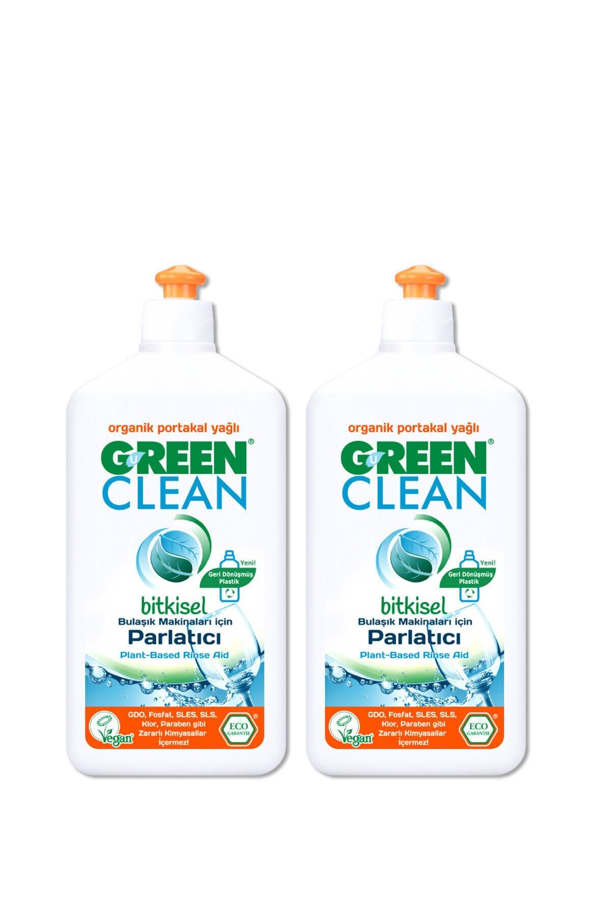 Green Clean Organik Portakal Yağlı Bitkisel Bulaşık Makinesi Parlatıcı 500 ml 2'li