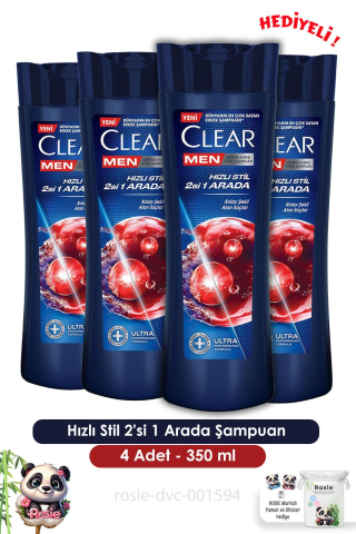 Clear Men 4'lü Hızlı Stil 2'si 1 Arada Şampuan 350 ml  ve ROSIE