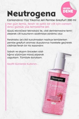 Neutrogena Canlandırıcı Yüz Yıkama Jeli Pembe Greyfurt 200 ml