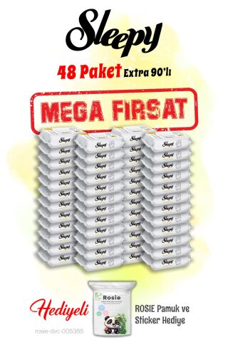 Sleepy 90'lı Extra Islak Bebek Havlusu Mega 48 paket ve Rosie hediye