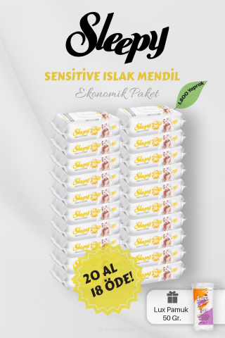 Sensitive 90' lı Islak Mendil 20 AL 18 Öde Hediyeli