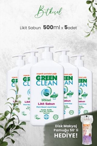 U Green Clean Organik Sıvı Sabun Portakallı 500 ML x 5 Adet ve Hediyeli