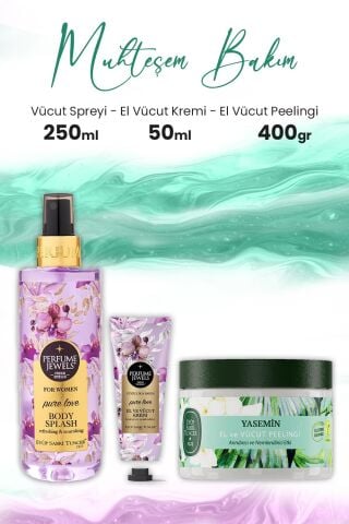Eyüp Sabri Tuncer Peeling Yasemin 400 gr, Pure Love El Kremi 50 ml, Body Splash 250 ml