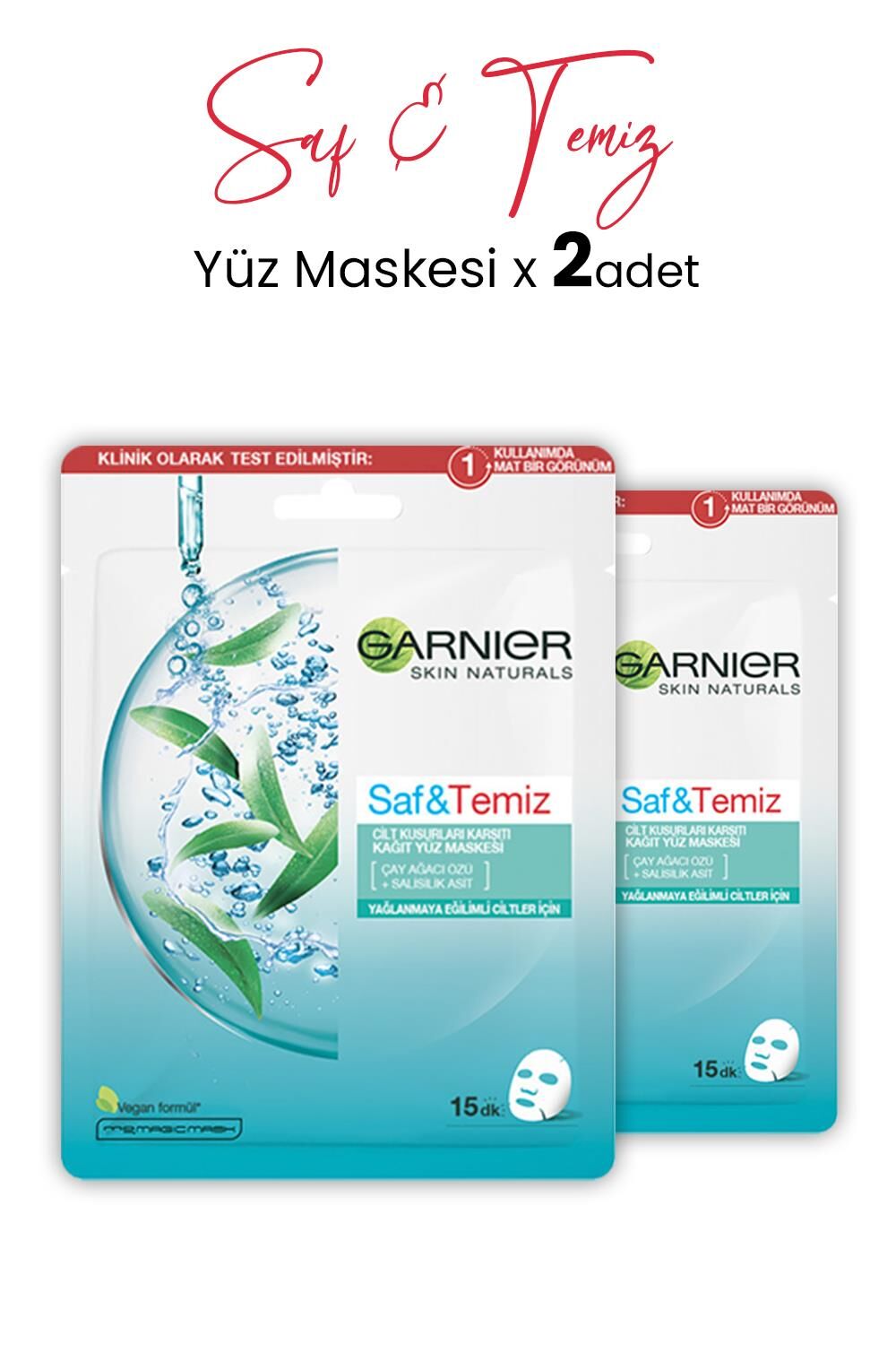 Garnier Kağıt Yüz Maskesi Saf & Temiz 23 gr x 2 Adet