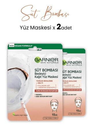 Garnier Kağıt Yüz Maskesi Süt Bombası Hindistan Cevizi 28 gr x 2 Adet