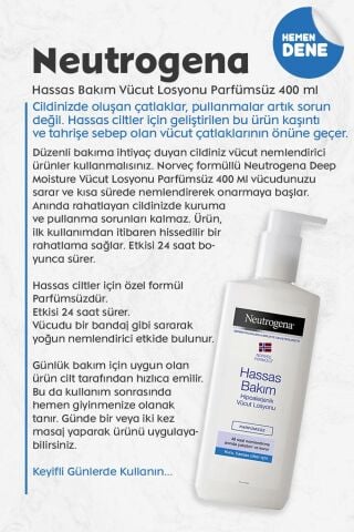 Neutrogena Hassas Bakım Vücut Losyonu Parfümsüz 400 Ml.
