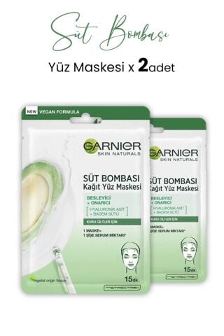Garnier Kağıt Yüz Maskesi Süt Bombası Badem Sütü 28 gr x 2 Adet