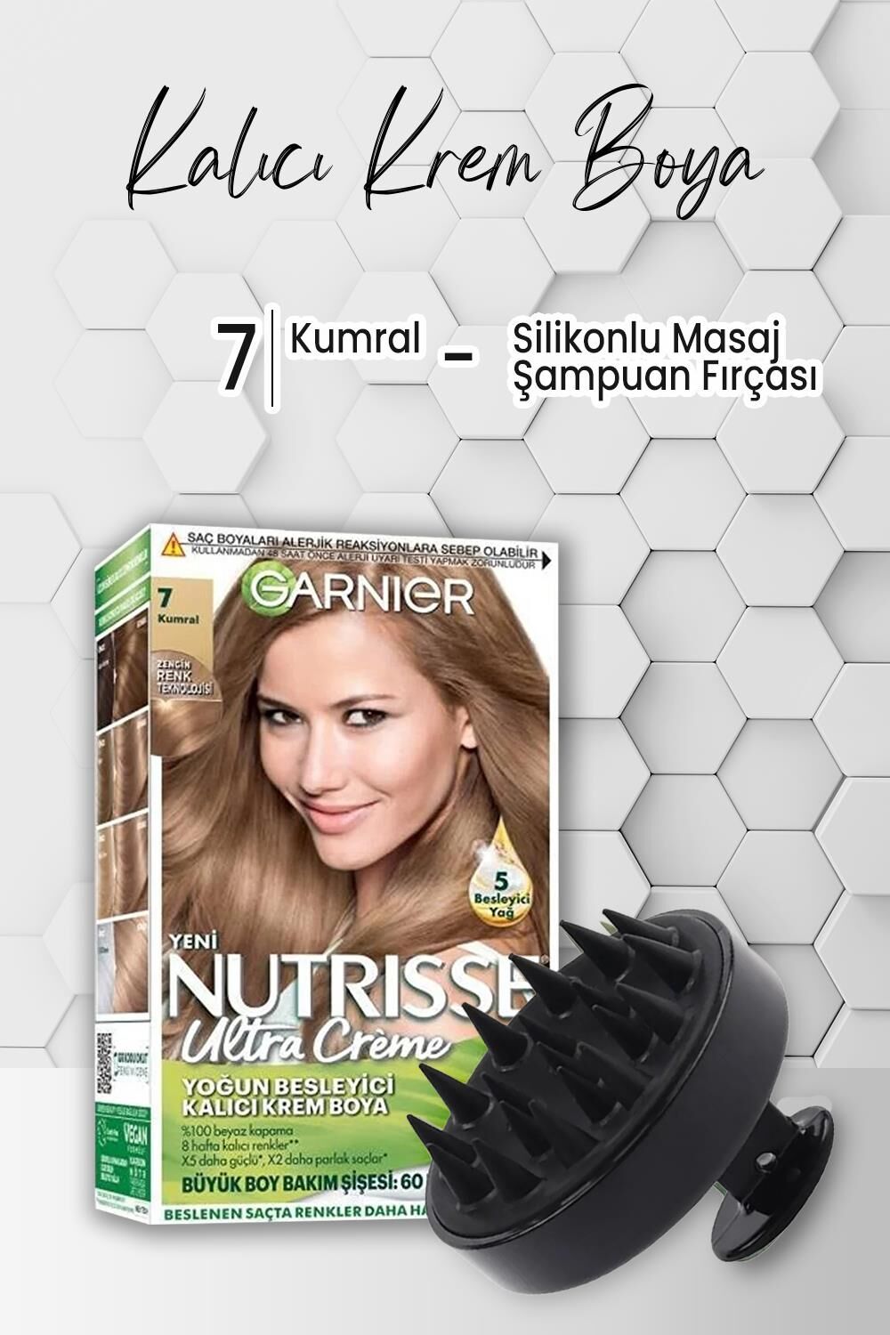Garnier Nutrisse Krem Saç Boyası 7 Kumral ve Şampuan Fırçası Siyah