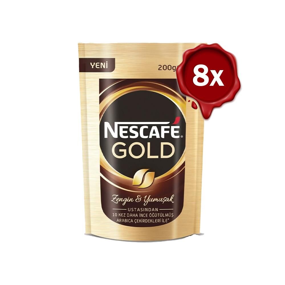 Nescafe Gold Çözünebilir Kahve 200 Gr x 8