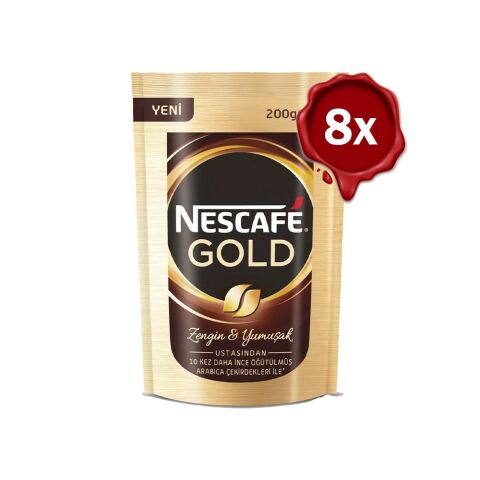 Nescafe Gold Çözünebilir Kahve 200 Gr x 8
