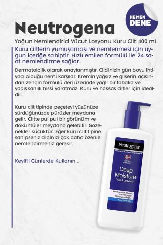 Neutrogena Yoğun Nemlendirici Vücut Losyonu Kuru Cilt 400 ml