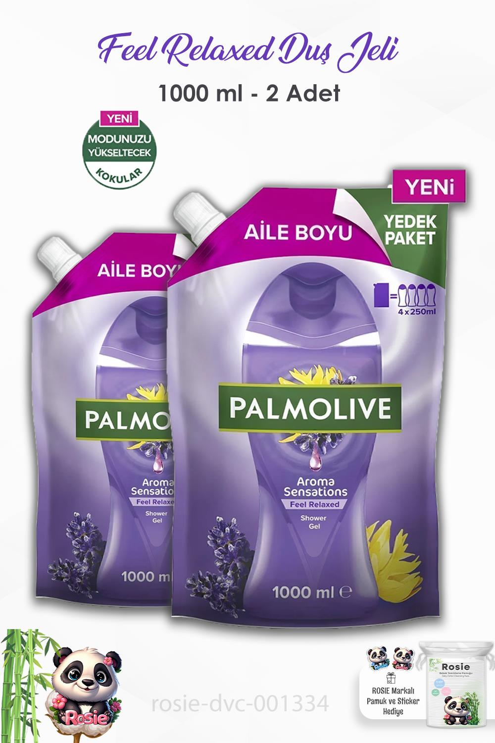 2'li Set Palmolive Aroma Sensations Feel Relaxed Duş Jeli 1000 ml ve ROSIE