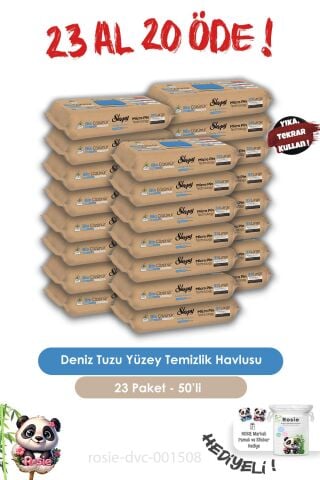 23 AL 20 ÖDE  Sleepy Deniz Tuzu 50'li Bio Çözünür Yüzey Havlu ve ROSIE
