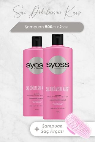 Syoss Şampuan Saç Dökülmesine Karşı 500 ml x 2 Adet ve Şampuan Fırçası