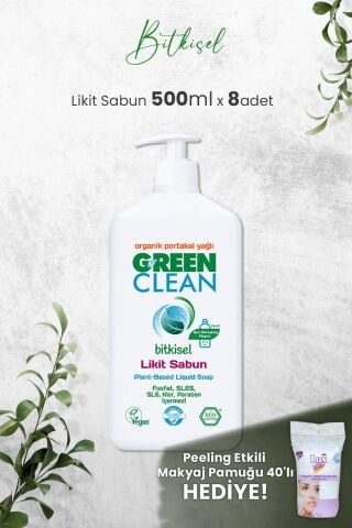 U Green Clean Organik Sıvı Sabun Portakallı 500 ML x 8 Adet ve Hediyeli