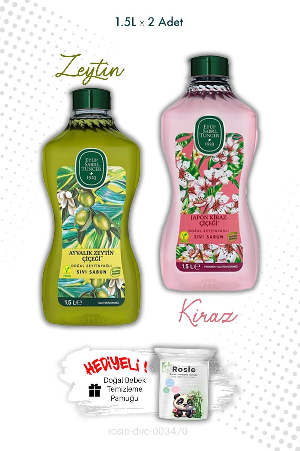Ayvalık Zeytin Çiçeği ve Japon Kiraz Çiçeği Sabun 1.5L ve ROSIE