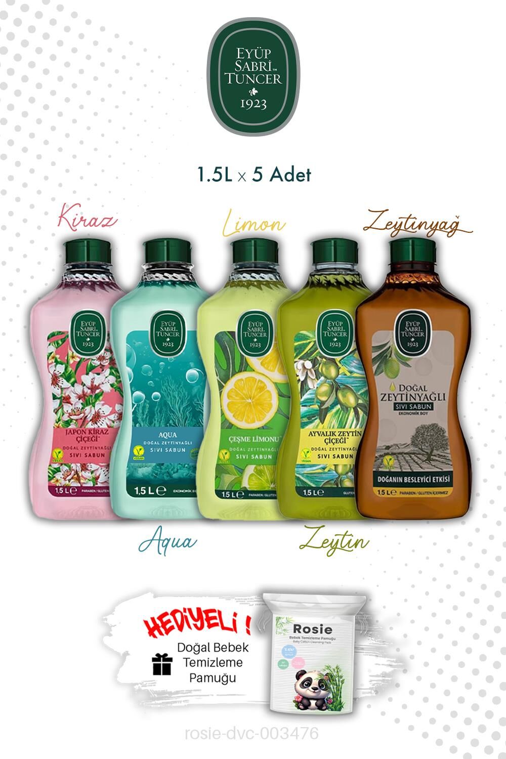 5'li Set Akdeniz Esintisi Sıvı Sabunlar Eyüp Sabri Tuncer 1.5L ve ROSIE