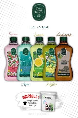 5'li Set Akdeniz Esintisi Sıvı Sabunlar Eyüp Sabri Tuncer 1.5L ve ROSIE