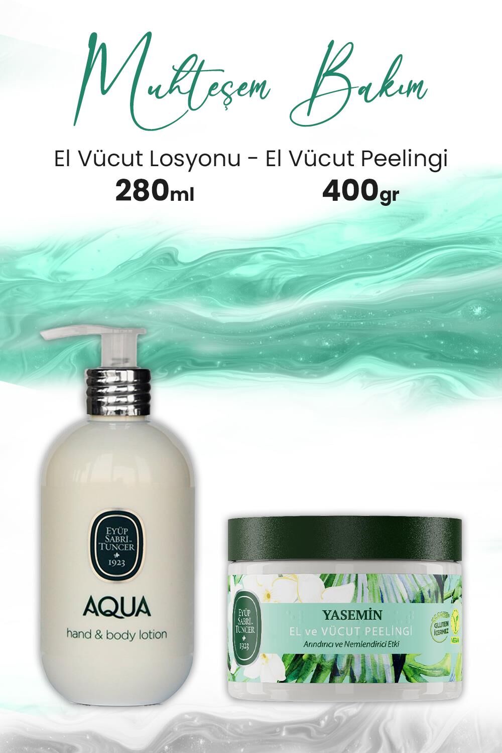 Eyüp Sabri Tuncer Vücut Peeling Yasemin 400 gr ve Aqua El ve Vücut Losyonu 280 ml
