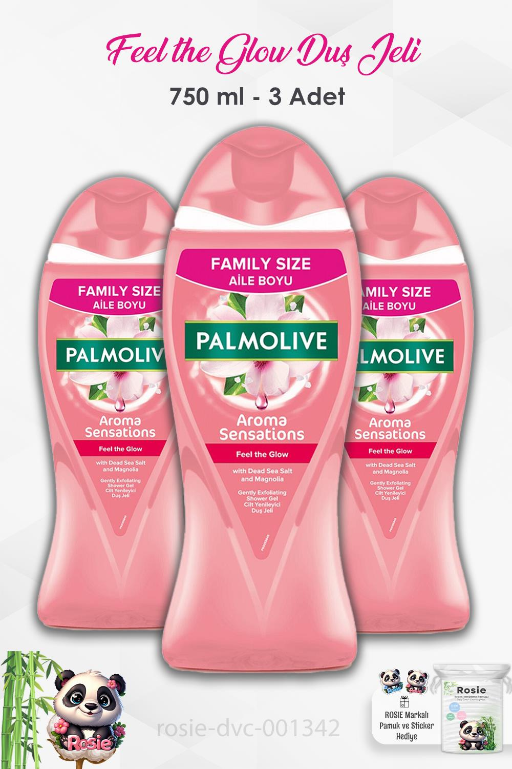 3'lü Set Palmolive Aroma Sensations Feel the Glow Duş Jeli 750 ml ve ROSIE