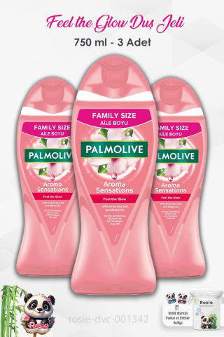 3'lü Set Palmolive Aroma Sensations Feel the Glow Duş Jeli 750 ml ve ROSIE