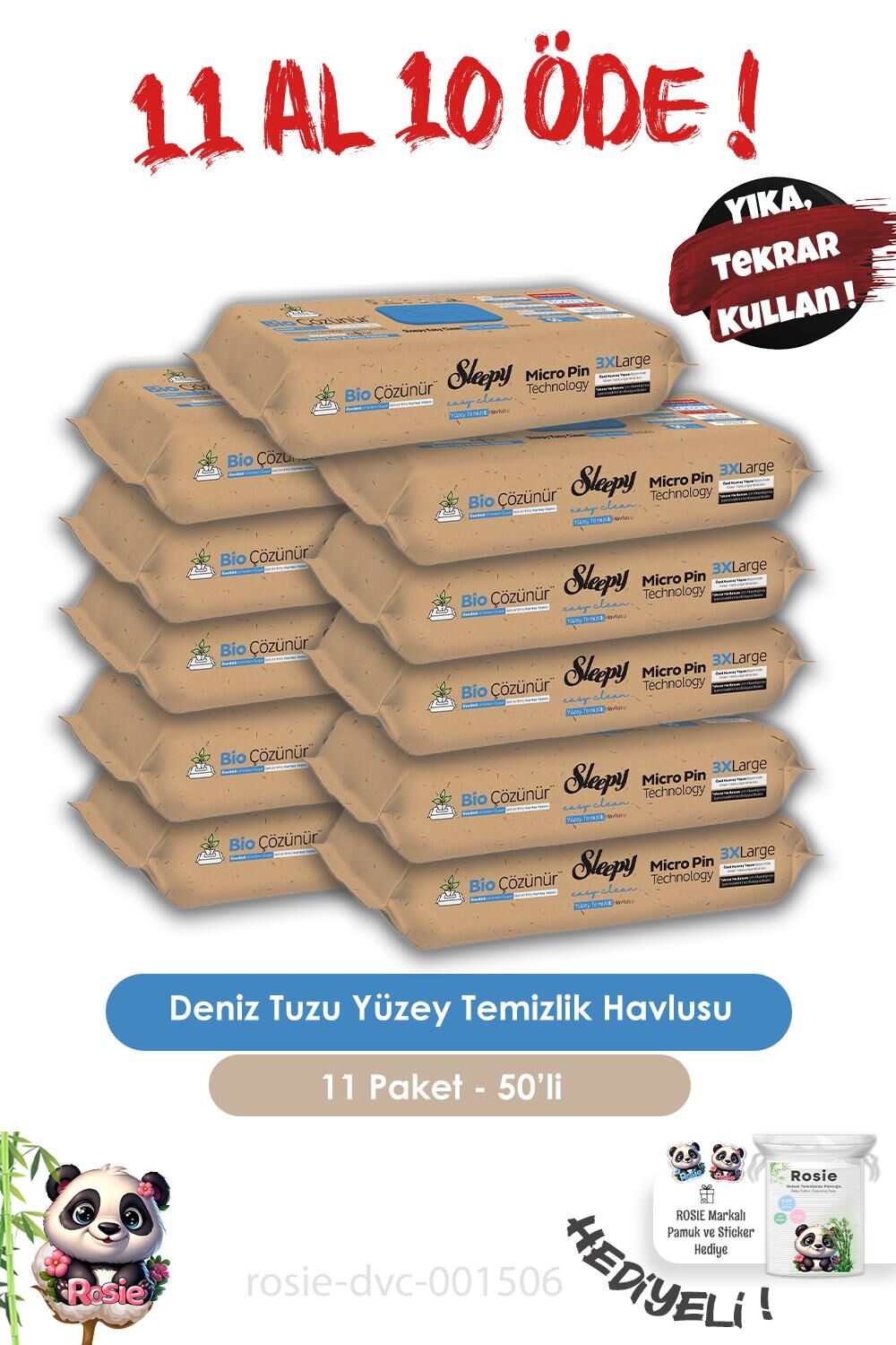 Sleepy 11 AL 10 ÖDE Bio Çözünür Deniz Tuzlu 50'li ve ROSIE