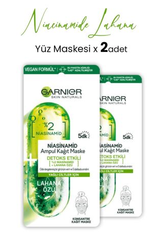 Garnier Ampul Kağıt Maske Niacinamide Lahana Özü 15 gr x 2 Adet