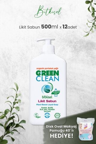 U Green Clean Organik Sıvı Sabun Portakallı 500 ML x 12 Adet ve Hediyeli