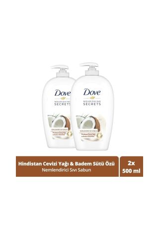 Dove Hindistan Cevizi Yağı ve Badem Sütü Özlü Nemlendiricili Sıvı Sabun 500 ml x 2