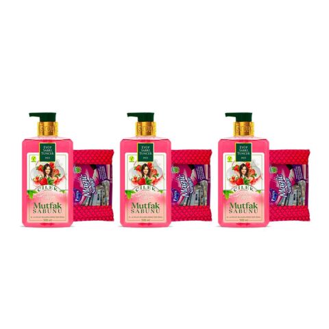Eyüp Sabri Tuncer Çilek Aromalı Mutfak Sabunu 500 ml + Magic Sünger x 3 Adet