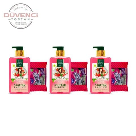 Eyüp Sabri Tuncer Çilek Aromalı Mutfak Sabunu 500 ml + Magic Sünger x 3 Adet